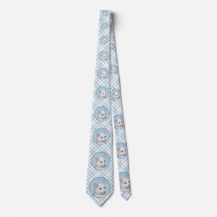 White Cat Painting - Cute Original Cat Art Tie