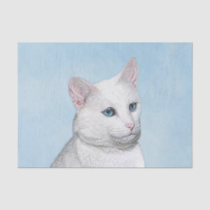 White Cat Painting - Cute Original Cat Art Tissue Paper
