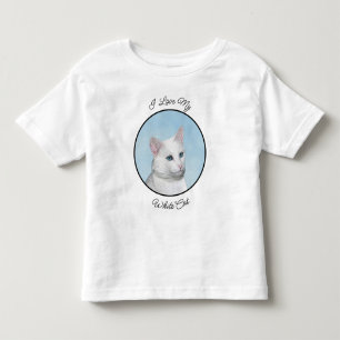 White Cat Painting - Cute Original Cat Art Toddler T-shirt