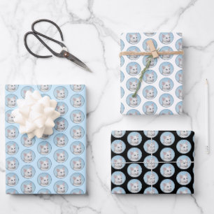 White Cat Painting - Cute Original Cat Art Wrapping Paper Sheet