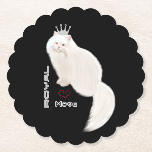 White cat paper coaster