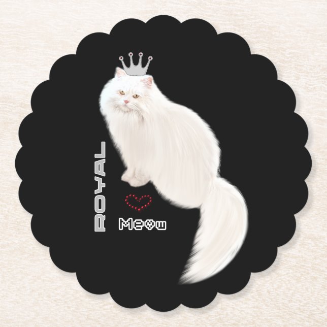 White cat paper coaster (Front)