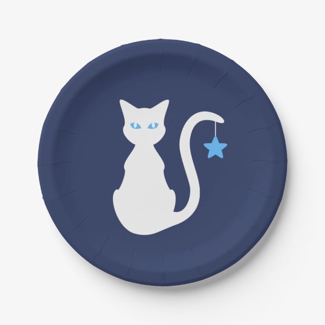 White Cat Paper Plates (Front)