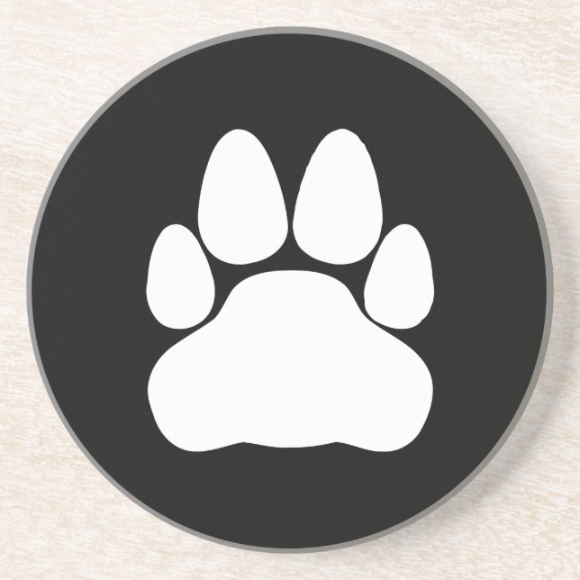White Cat Paw Print Shape Coaster (Front)