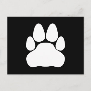 White Cat Paw Print Shape Postcard