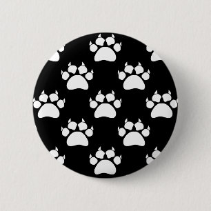 White Cat Paws And Claws Pattern Print 2 Inch Round Button