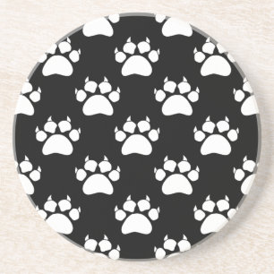 White Cat Paws And Claws Pattern Print Coaster