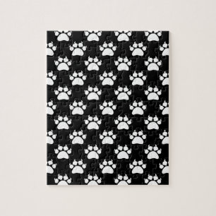 White Cat Paws And Claws Pattern Print Jigsaw Puzzle