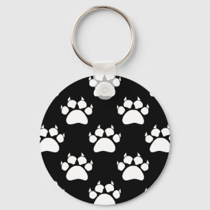 White Cat Paws And Claws Pattern Print Keychain