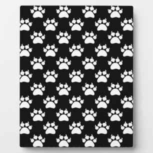 White Cat Paws And Claws Pattern Print Plaque