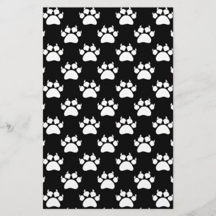 White Cat Paws And Claws Pattern Print Stationery