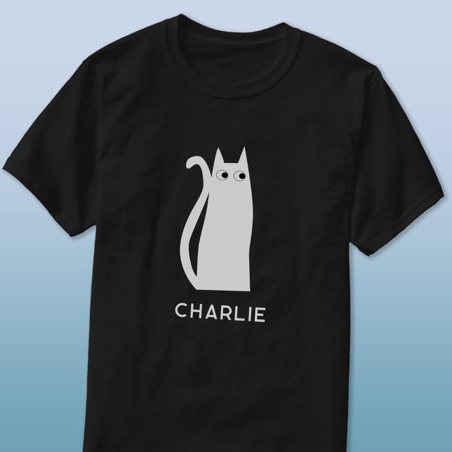 White Cat Personalized T-Shirt (White cat personalized name t-shirt)