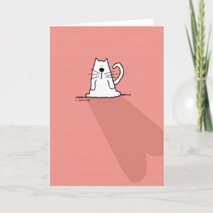 White Cat, Pink Valentine Heart Holiday Card