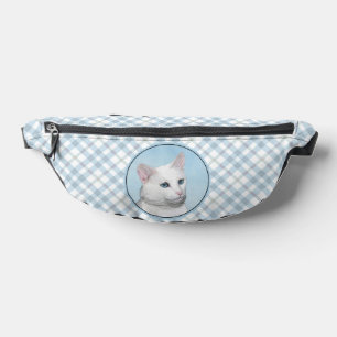White Cat Portrait Painting Cute Original Art Fanny Pack