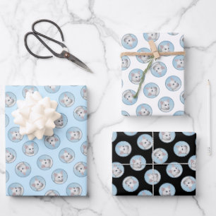 White Cat Portrait Painting Cute Original Art Wrapping Paper Sheet