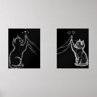 White Cat Silhouette 2-Piece Wall Art Set