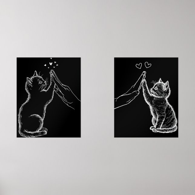 White Cat Silhouette 2-Piece Wall Art Set (Recto)