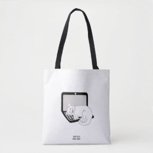 White Cat Sleeping On Laptop All-Over-Print Tote Bag