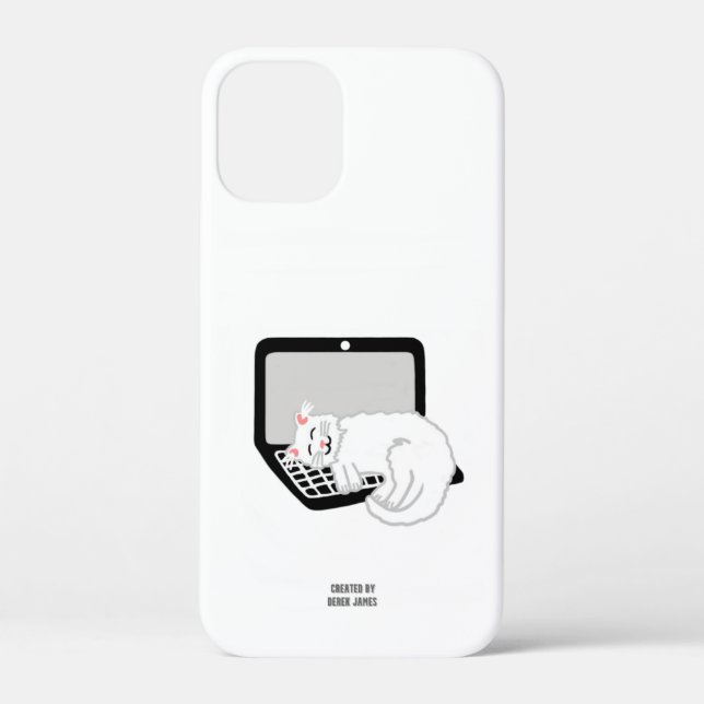 White Cat Sleeping On Laptop Apple iPhone 12 Mini  Case-Mate iPhone Case (Back)
