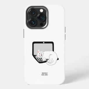 White Cat Sleeping On Laptop Apple iPhone 13 Pro Case