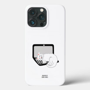 White Cat Sleeping On Laptop Apple iPhone 13 Pro Case