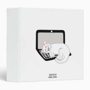 White Cat Sleeping On Laptop Folder Binder