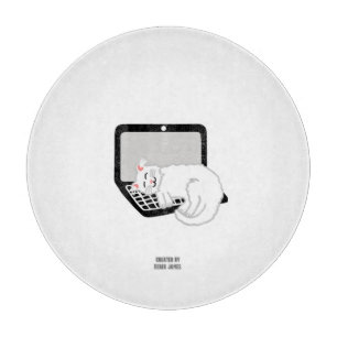 White Cat Sleeping On Laptop Glass Cutting Board