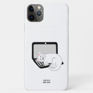 White Cat Sleeping On Laptop iPhone 11 Pro Max Case