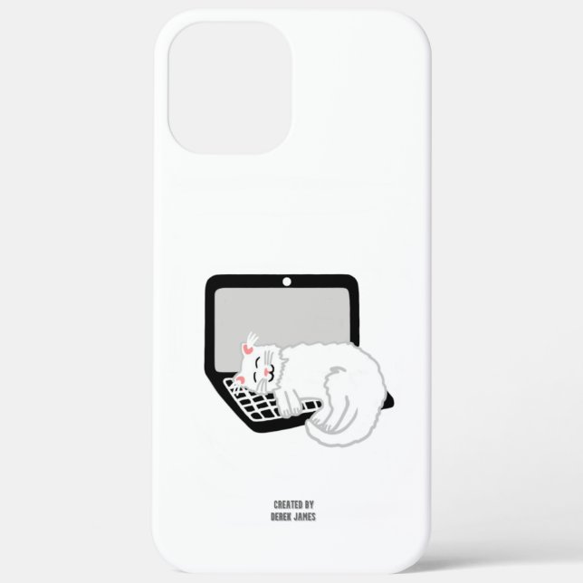 White Cat Sleeping On Laptop iPhone 12 Pro Max Case-Mate iPhone Case (Back)