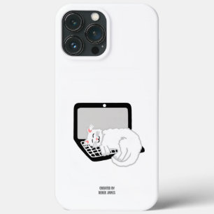 White Cat Sleeping On Laptop iPhone 13 Pro Max Case