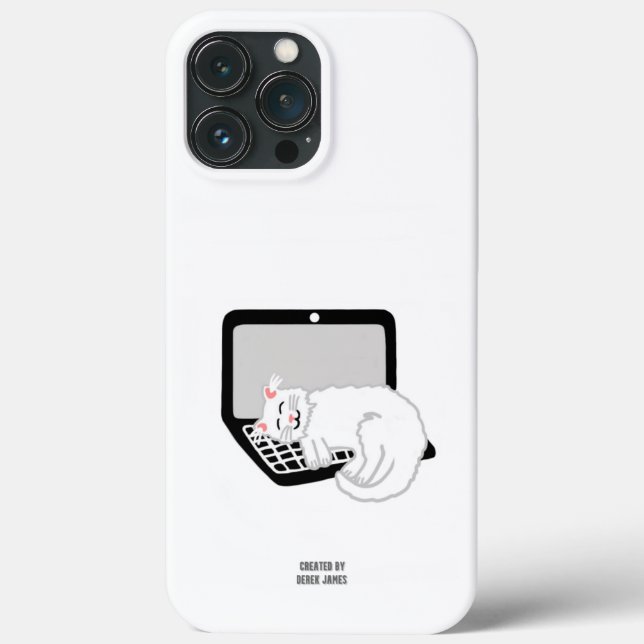 White Cat Sleeping On Laptop iPhone 13 Pro Max Case-Mate iPhone Case (Back)