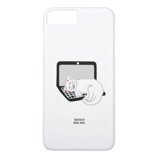 White Cat Sleeping On Laptop iPhone 8/7 Plus Case (Back)