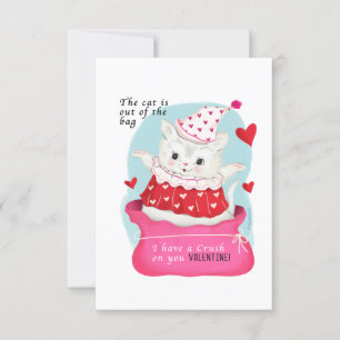 White Cat Small Traditional Vintage Valentine Invitation