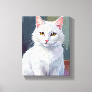 White Cat   Watercolor Cat Pet Painting Canvas Print