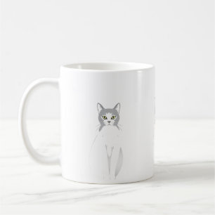 white cat watercolor funny cats lovers coffee mug