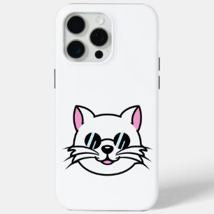 White Cat Wearing Black Glasses / Sunglasses iPhone 15 Pro Max Case