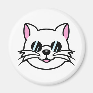 White Cat Wearing Black Glasses / Sunglasses Magnet
