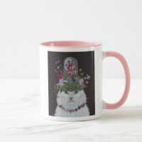 White Cat with Butterfly Bell Jar