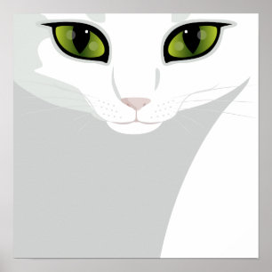 White Cat with Jewel Green Eyes Poster