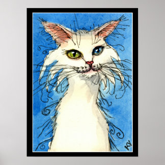 White cat with odd eyes poster