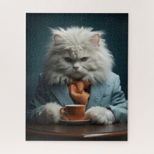 WHITE CAT with suit Puzzle
