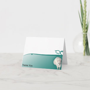 White Cat with Turquoise Eyes Thank You Card