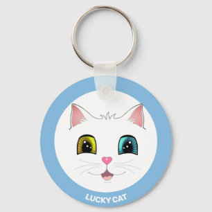 White Cat with Two Different Coloured Eyes Keychain