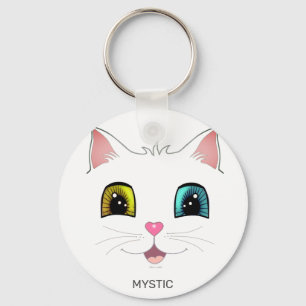 White Cat with Two Different Coloured Eyes Keychain