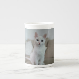 White cat Zazzle_Growshop. Bone China Mug