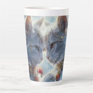 White Cats Digital Art Latte Mug