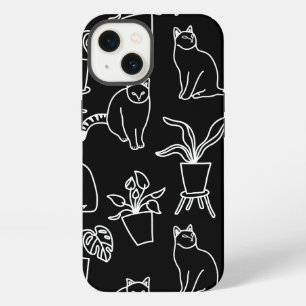 White cats on black iPhone 13 case