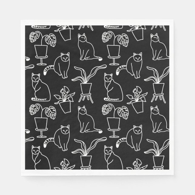 White cats on black napkin (Front)
