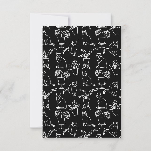 White cats on black thank you card (Front)