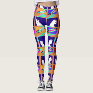 White Cats on Windows Leggings